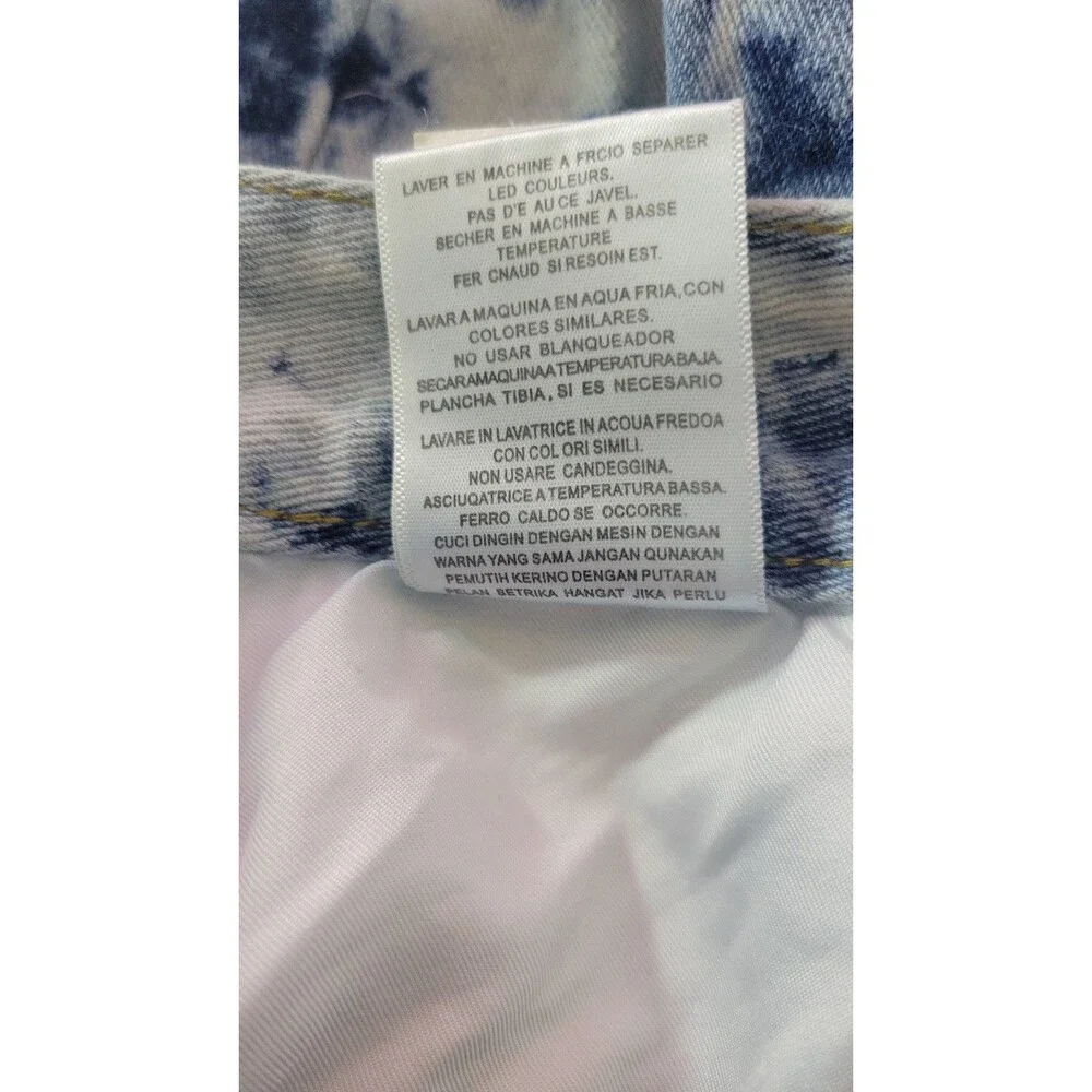 Shein Men's Tie Dye Cartoon Graphic Patched Jeans Blue Distressed Size 40